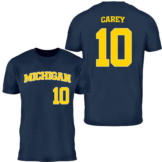 Valiant University of Michigan Baseball Tate Carey #10 Jersey Tee