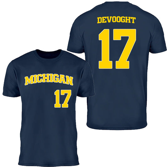 Valiant University of Michigan Baseball Gavin DeVooght #17 Jersey Tee