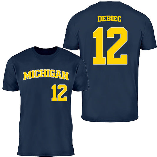 Valiant University of Michigan Baseball Max Debiec #12 Jersey Tee