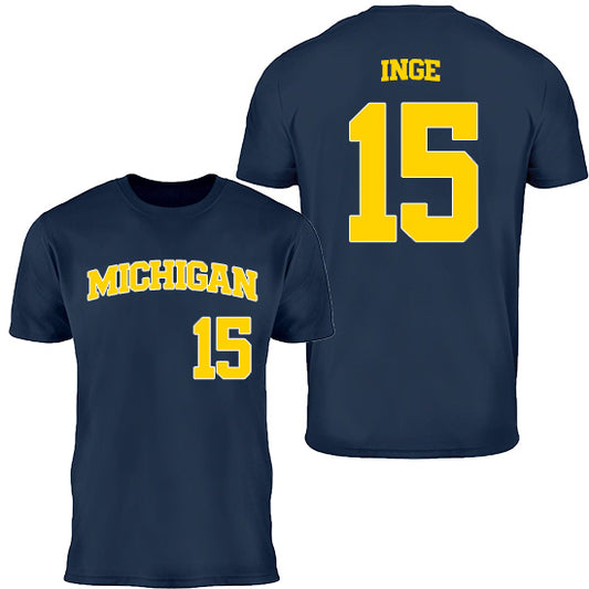 Valiant University of Michigan Baseball Tyler Inge #15 Jersey Tee