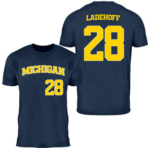 Valiant University of Michigan Baseball Cade Ladehoff #28 Jersey Tee