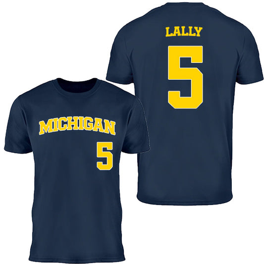 Valiant University of Michigan Baseball David Lally Jr. #5 Jersey Tee