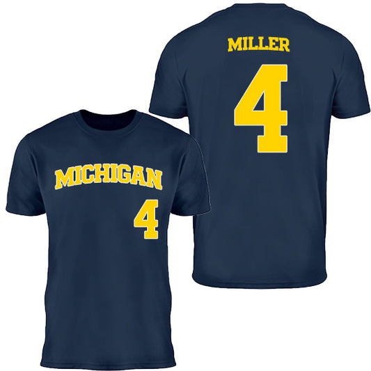 Valiant University of Michigan Baseball Noah Miller #4 Jersey Tee