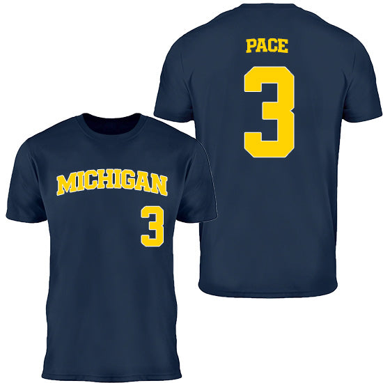 Valiant University of Michigan Baseball Greg Pace Jr. #3 Jersey Tee