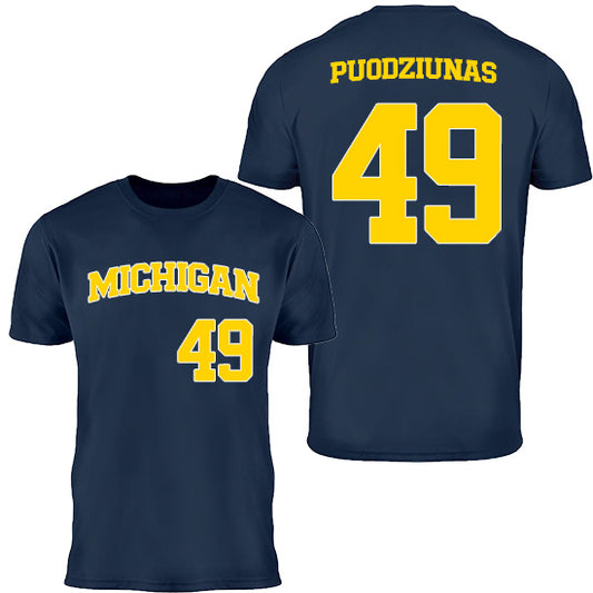 Valiant University of Michigan Baseball Erik Puodziunas #49 Jersey Tee