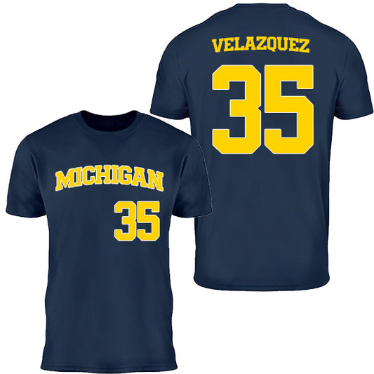 Valiant University of Michigan Baseball Alfredo Velazquez #35 Jersey Tee