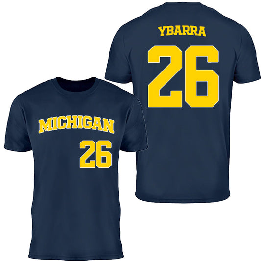 Valiant University of Michigan Baseball Jeter Ybarra #26 Jersey Tee