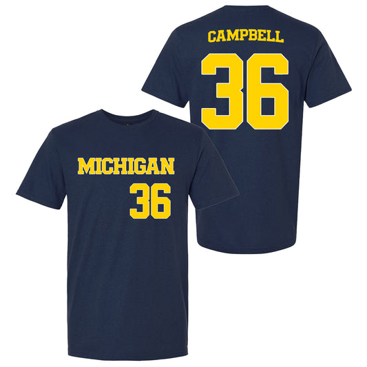 Valiant University of Michigan Baseball Josh Campbell #36 Jersey Tee
