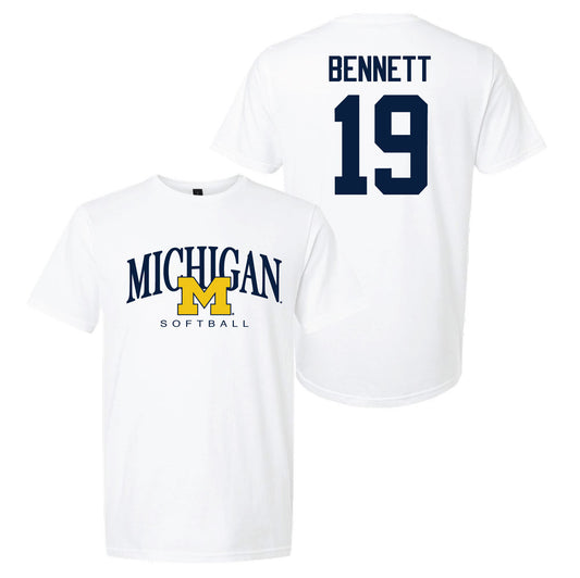 Valiant University of Michigan Softball Reganne Bennett #19 M/Michigan Sport Tee