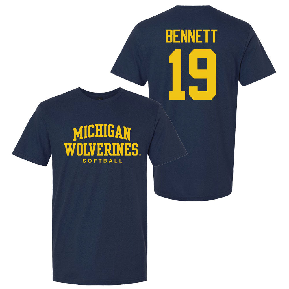 Valiant University of Michigan Softball Reganne Bennett #19 Wolverines Sport Tee