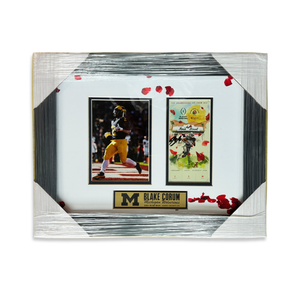 Blake Corum Framed 2024 Rose Bowl Autographed Ticket & Photo Display