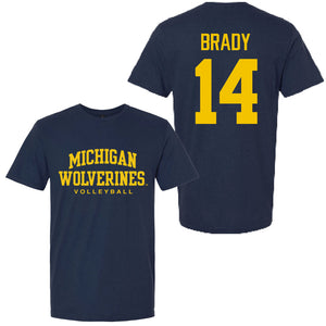 Valiant University of Michigan Volleyball Hannah Brady #14 Wolverines Sport Tee