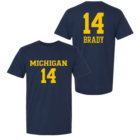 Valiant University of Michigan Volleyball Hannah Brady #14 Navy Jersey Tee