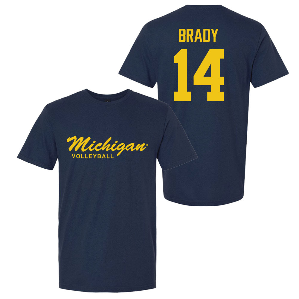Valiant University of Michigan Volleyball Hannah Brady #14 Script Michigan Sport Tee