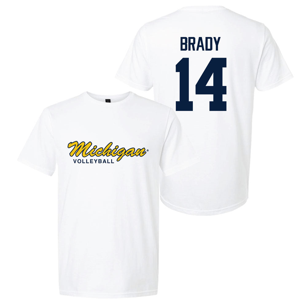 Valiant University of Michigan Volleyball Hannah Brady #14 Script Michigan Sport Tee