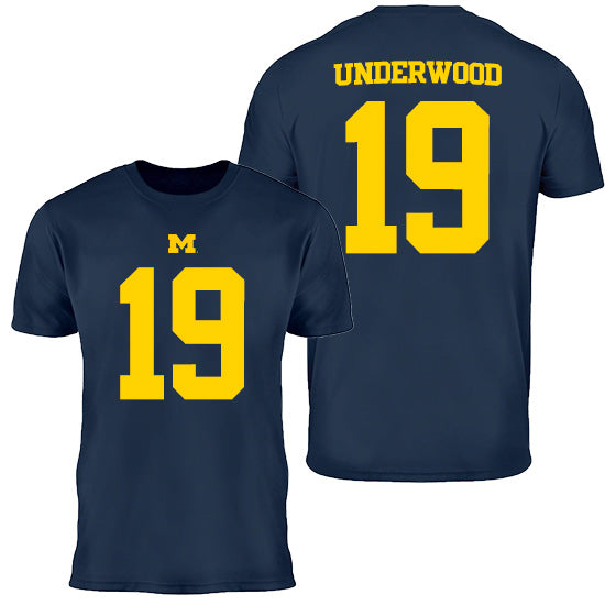 Bryce Underwood University of Michigan Football Valiant Navy Jersey Tee