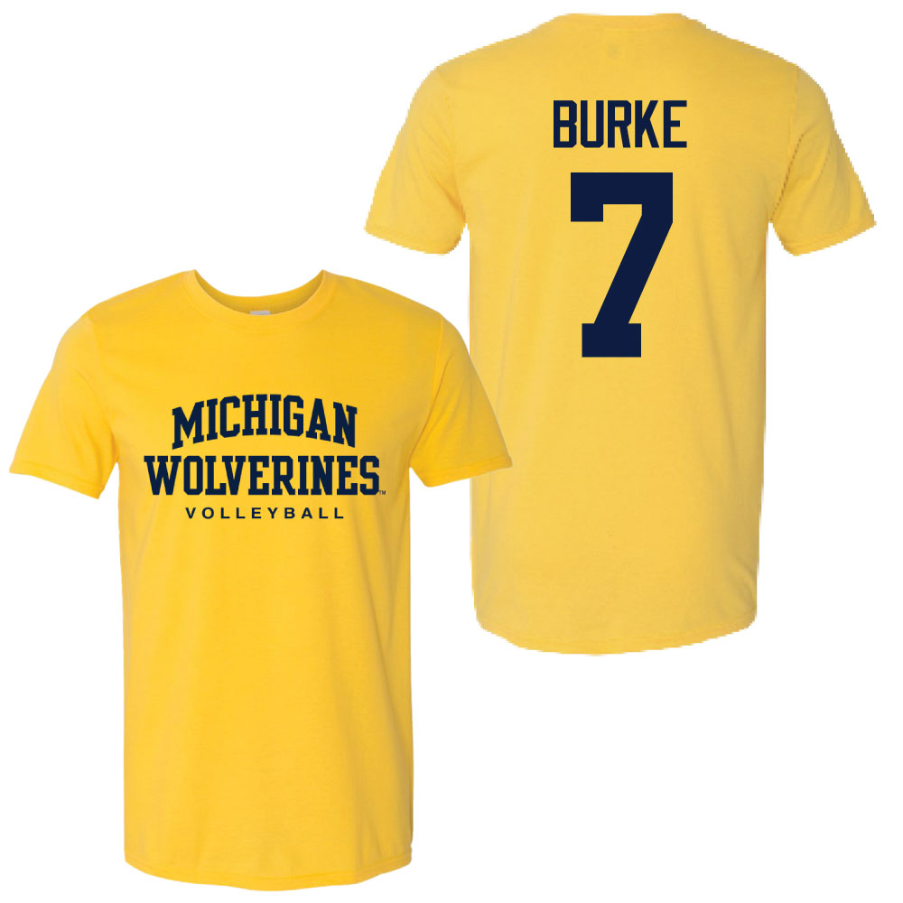 Valiant University of Michigan Volleyball Morgan Burke #7 Wolverines Sport Tee