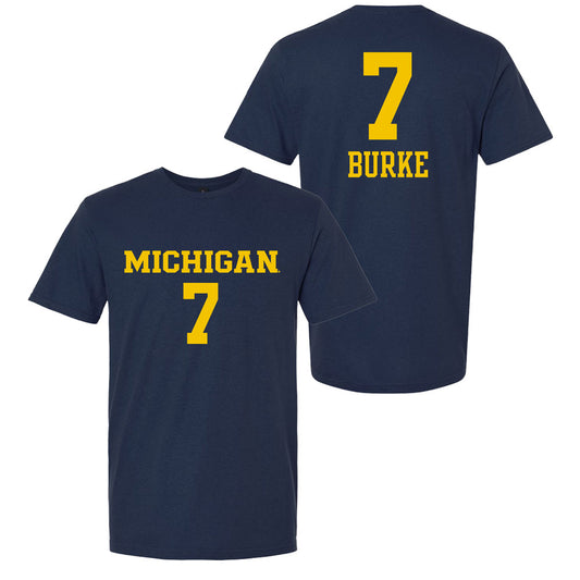 Valiant University of Michigan Volleyball Morgan Burke #7 Navy Jersey Tee
