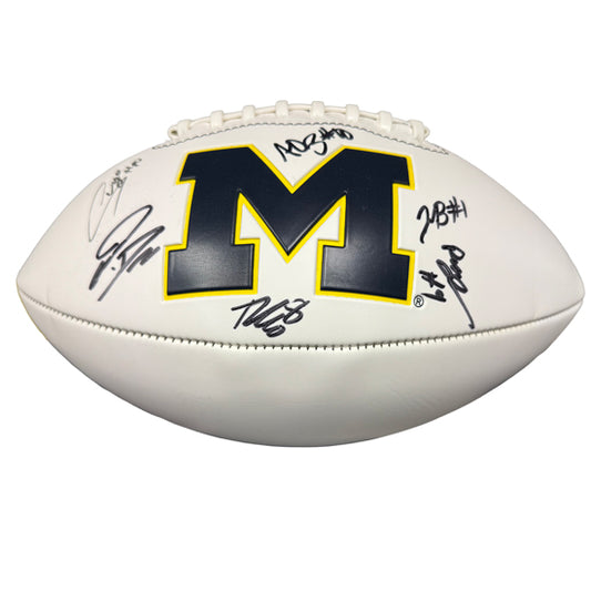 University of Michigan Football Kalel Mullings, Alex Orji, Jaden McBurrows, Rod Moore, Tyler Morris, and Jadyn Davis Autographed Football