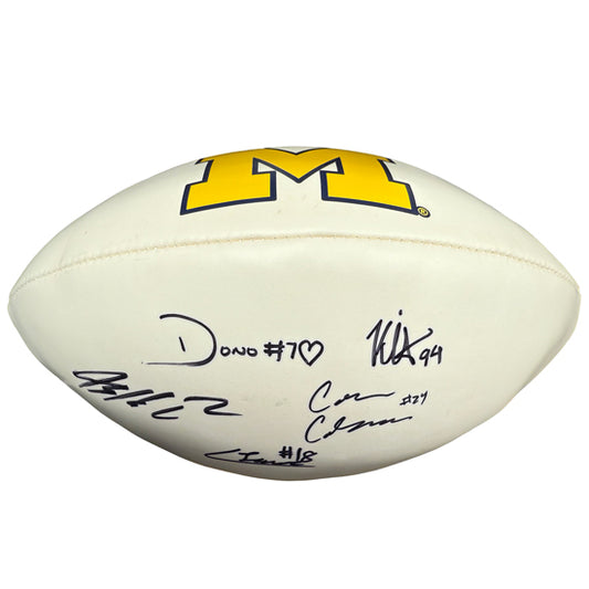 University of Michigan Football Donovan Edwards, Blake Corum, Kris Jenkins, Cole Cabana, and Colston Loveland Autographed Football
