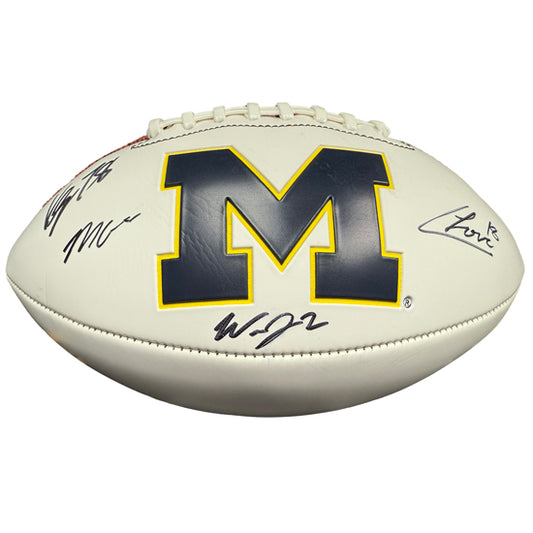 University of Michigan Football Will Johnson, Colston Loveland, Kenneth Grant, and Mason Graham Autographed Football