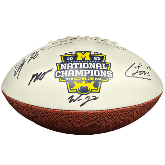University of Michigan Football Will Johnson, Colston Loveland, Kenneth Grant, and Mason Graham Autographed National Champions Football