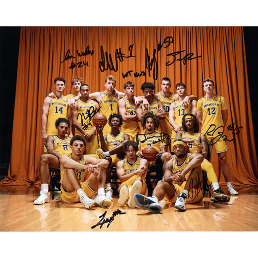University of Michigan Basketball 2024-2025 Team Autographed Jordan Invitational 8x10