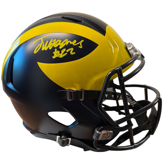 University of Michigan Football Justice Haynes Autographed Riddell Full-Size Replica Helmet