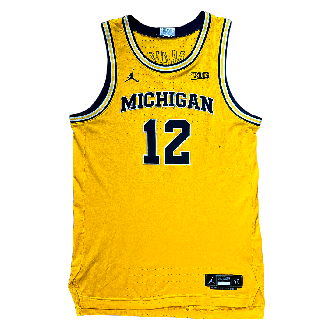 University of Michigan Basketball Charlie May Game-Worn Michigan Jersey (Maize) – Signed by Charlie May & Dusty May with Inscriptions