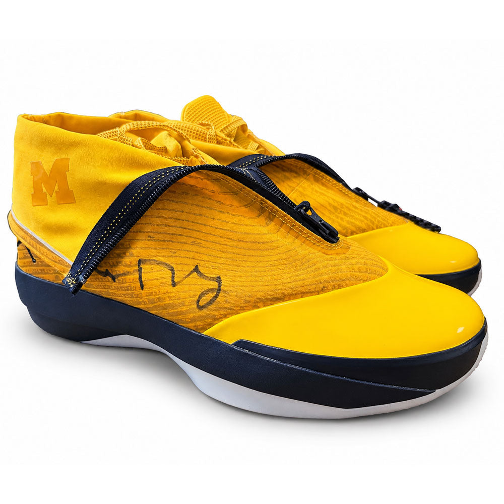 University of Michigan Jordan 40-28 Michigan Team-Issued Shoes Autographed by Dusty May & Charlie May with "Go Blue" Inscription -- Size 12
