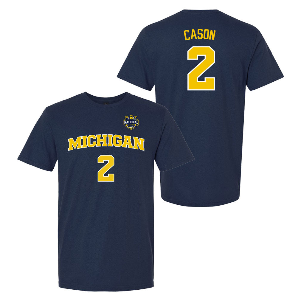 Valiant University of Michigan Men's Basketball 2025-2026 National Champions LJ Cason Jersey Tee