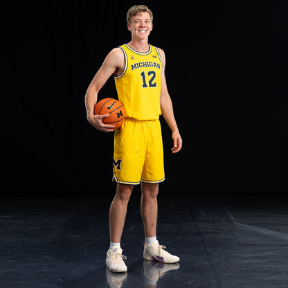 University of Michigan Basketball Charlie May Game-Worn Michigan Jersey (Maize) – Signed by Charlie May & Dusty May with Inscriptions