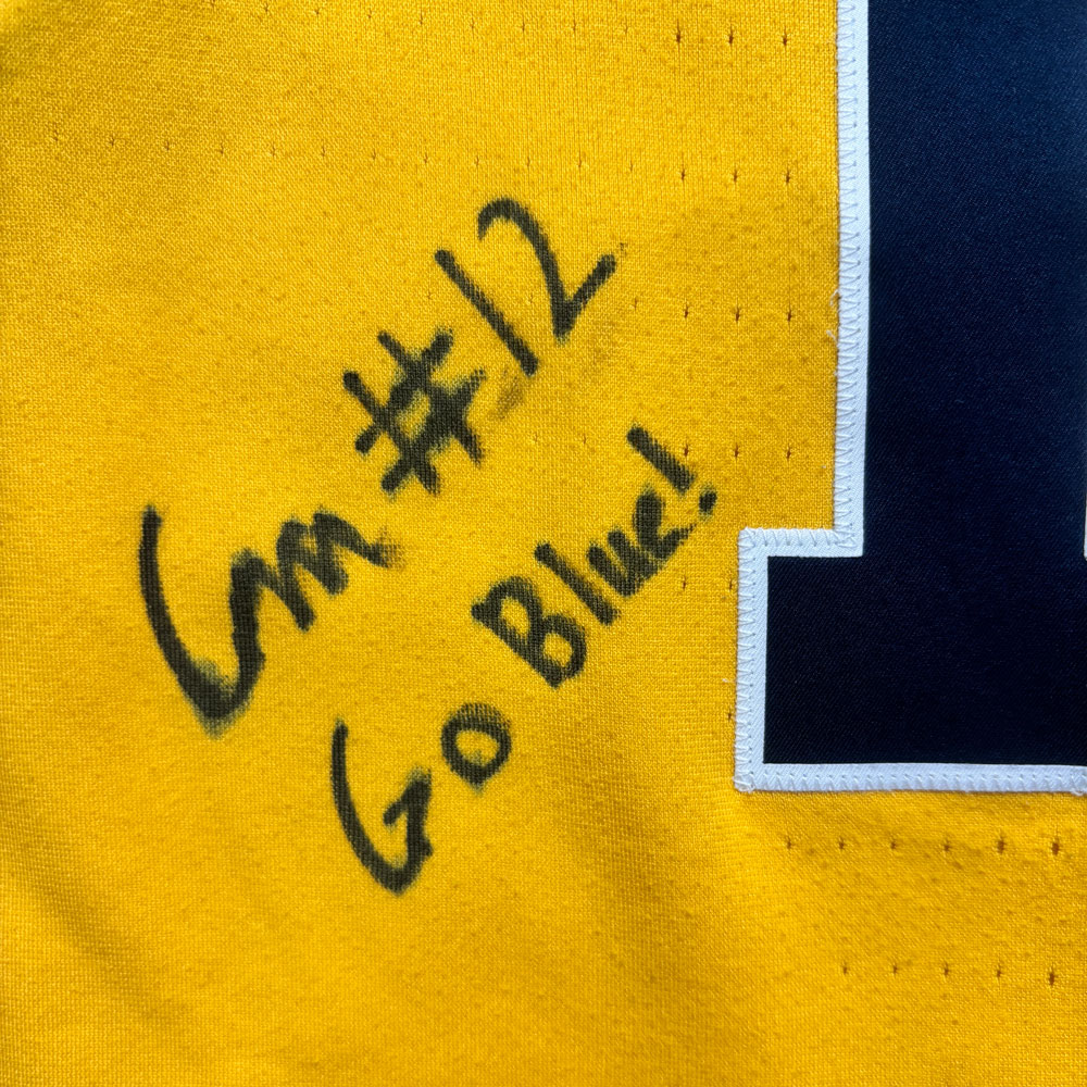 University of Michigan Basketball Charlie May Game-Worn Michigan Jersey (Maize) – Signed by Charlie May & Dusty May with Inscriptions