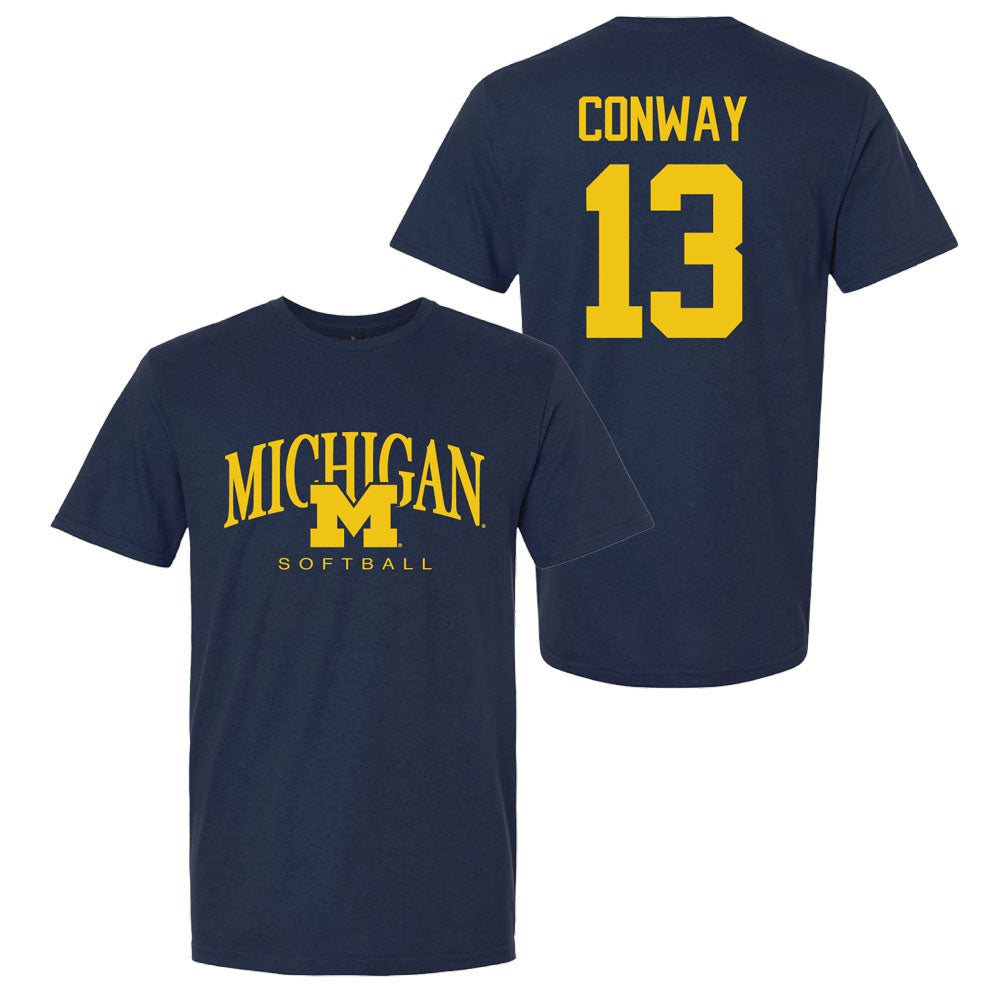 Valiant University of Michigan Softball Jenissa Conway #13 M/Michigan Sport Tee