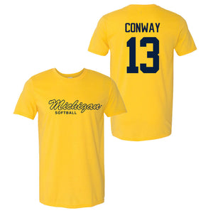 Valiant University of Michigan Softball Jenissa Conway #13 Script Michigan Sport Tee