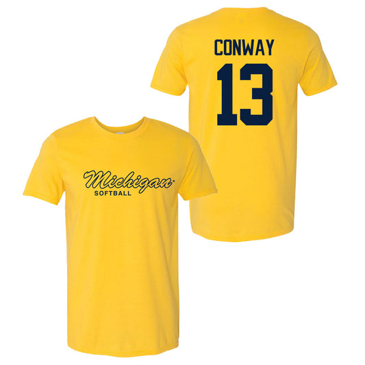 Valiant University of Michigan Softball Jenissa Conway #13 Script Michigan Sport Tee
