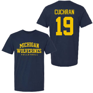 Valiant University of Michigan Volleyball Maddi Cuchran #19 Wolverines Sport Tee
