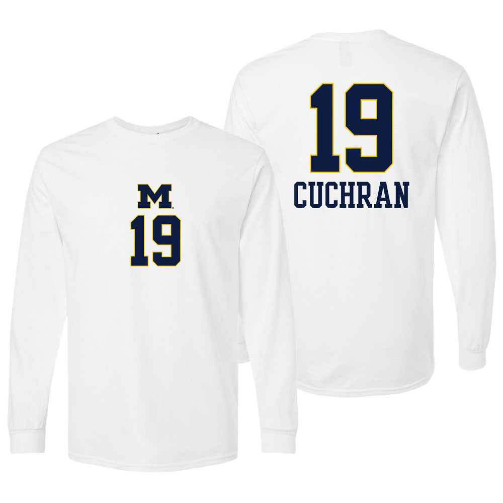 Valiant University of Michigan Volleyball Maddi Cuchran #19 White Long Sleeve Jersey Tee