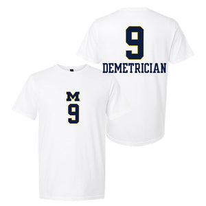 Valiant University of Michigan Volleyball Ella Demetrician #9 White Jersey Tee