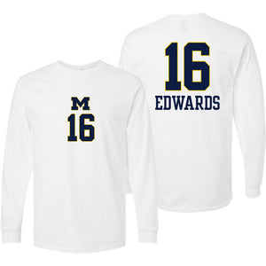 Valiant University of Michigan Volleyball Camille Edwards #16 White Long Sleeve Jersey Tee