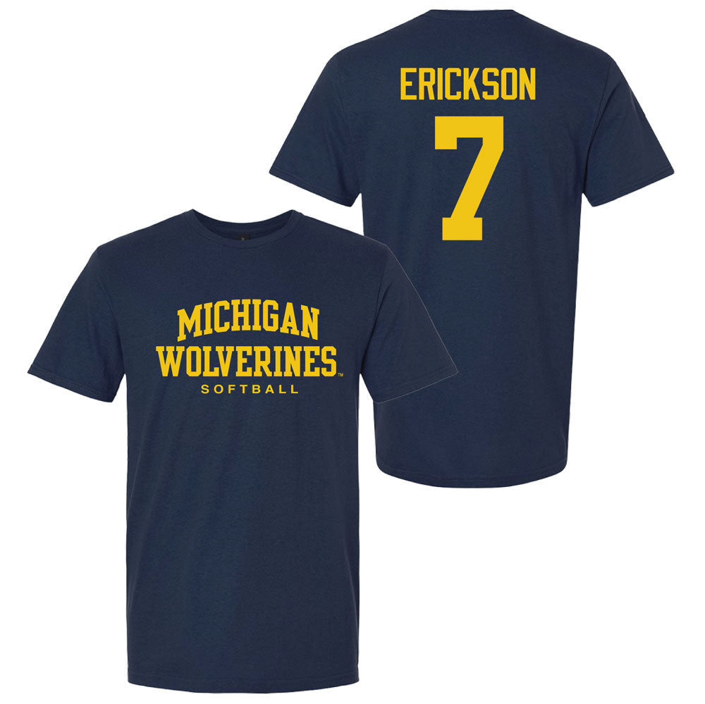 Valiant University of Michigan Softball Maddie Erickson #13 Wolverines Sport Tee