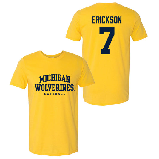 Valiant University of Michigan Softball Maddie Erickson #13 Wolverines Sport Tee