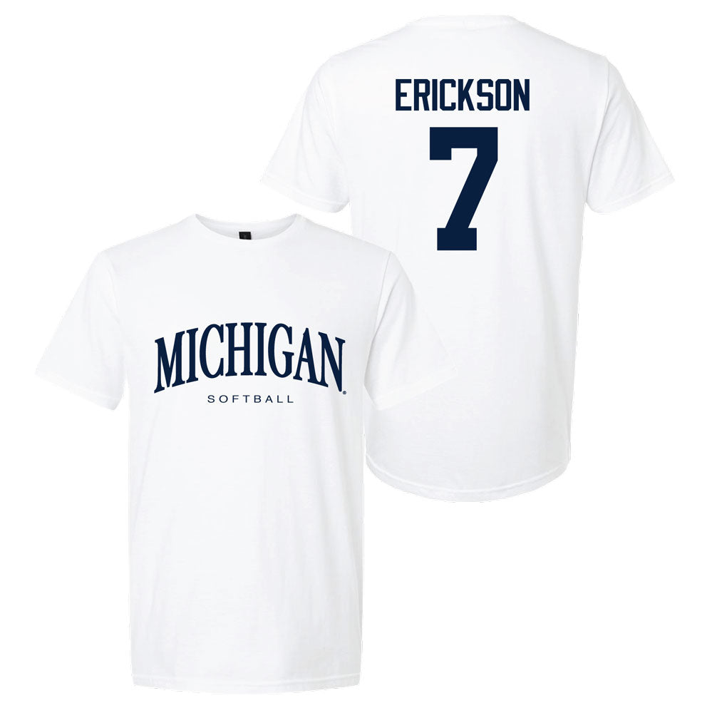Valiant University of Michigan Softball Maddie Erickson #13 Wordmark Sport Tee