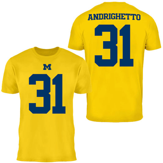 Valiant University of Michigan Football Nico Andrighetto #31 Jersey Tee