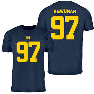 Valiant University of Michigan Football Chibi Anwunah #97 Jersey Tee