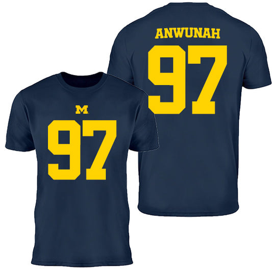 Valiant University of Michigan Football Chibi Anwunah #97 Jersey Tee