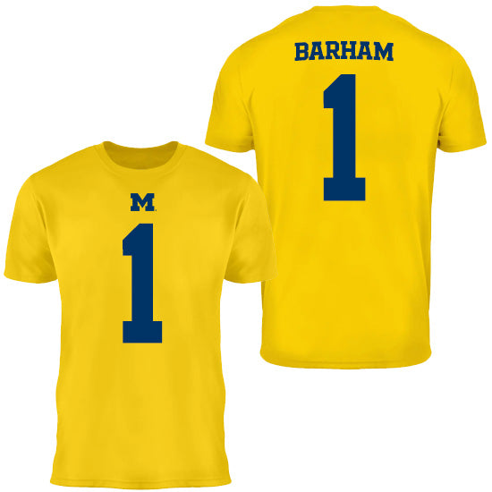 Valiant University of Michigan Football Jaishawn Barham #1 Jersey Tee