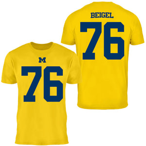 Valiant University of Michigan Football Manuel Beigel #76 Jersey Tee