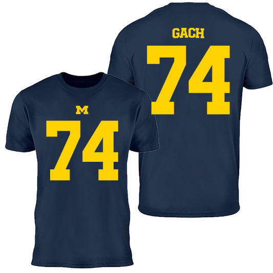 Valiant University of Michigan Football Avery Gach #74 Jersey Tee