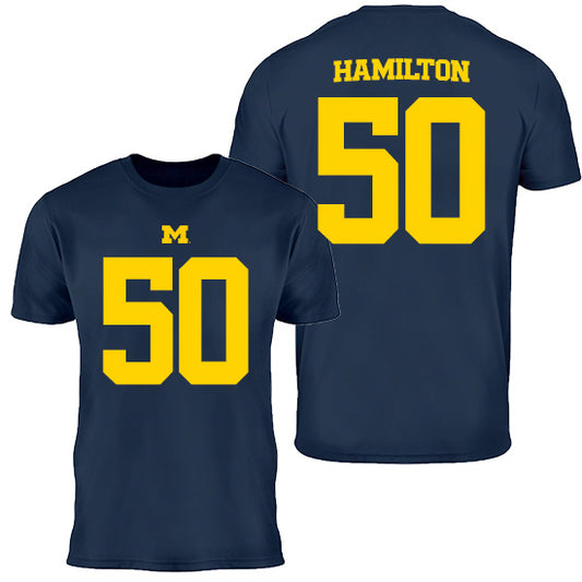 Valiant University of Michigan Football Luke Hamilton #50 Jersey Tee